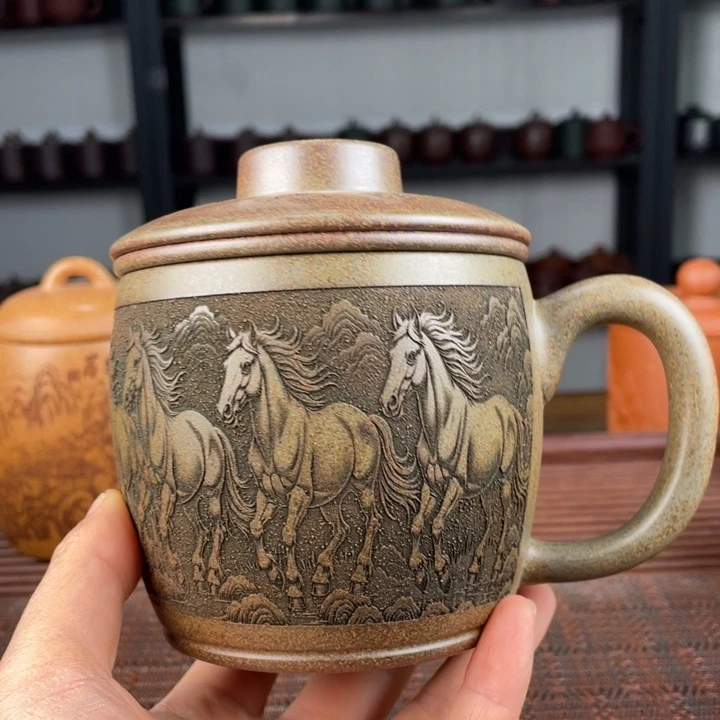 茶杯紫砂宜兴原矿紫砂盖杯