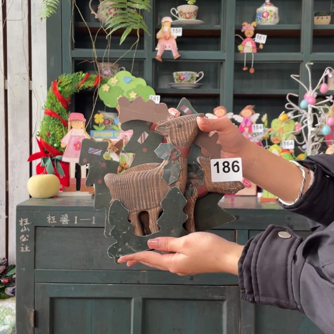 木质圣诞月福老货玩具中古风默认微瑕