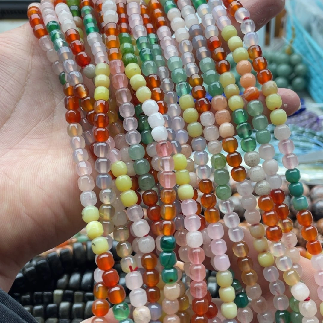 玛瑙/玉髓合金珠宝半成品一条装卡5+mm多宝玛瑙多圈