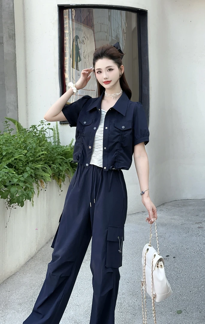 套装女夏装裤装三件套宽松女装时尚套装小个子减龄工装风洋气休闲
