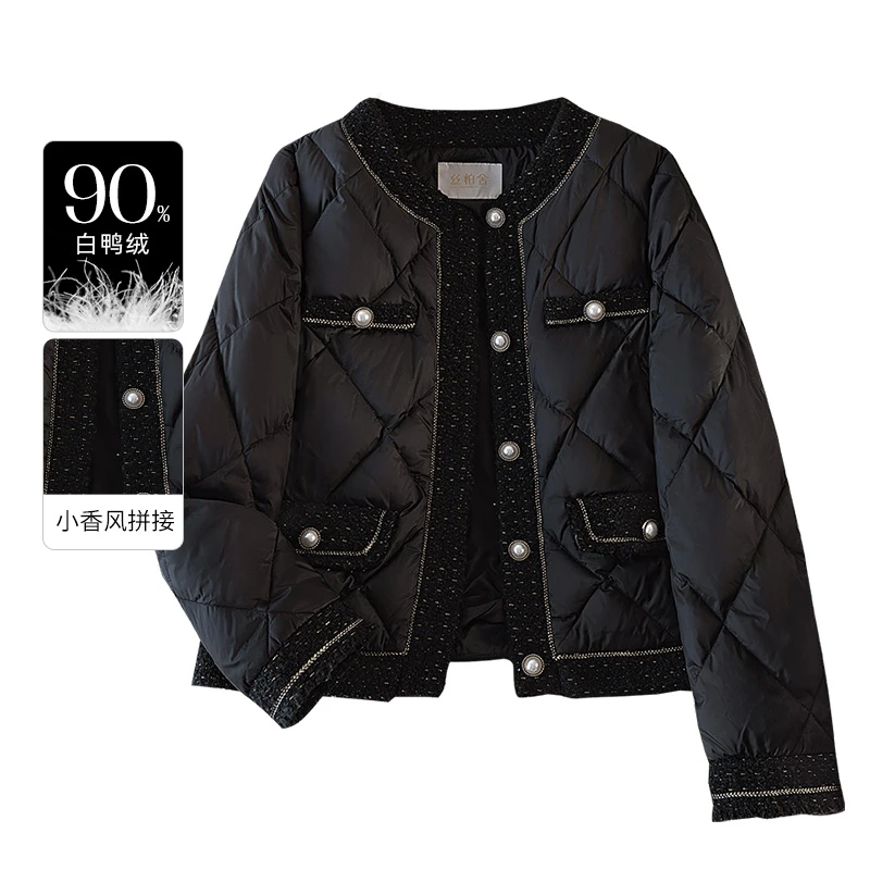 丝柏舍2024冬装新款品质女装简约90绒小香风羽绒服S43R4792Y