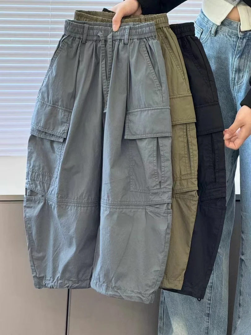 2211韩版2025夏款儿童时尚潮流百搭休闲韩灰色/卡其色/黑色工装裤