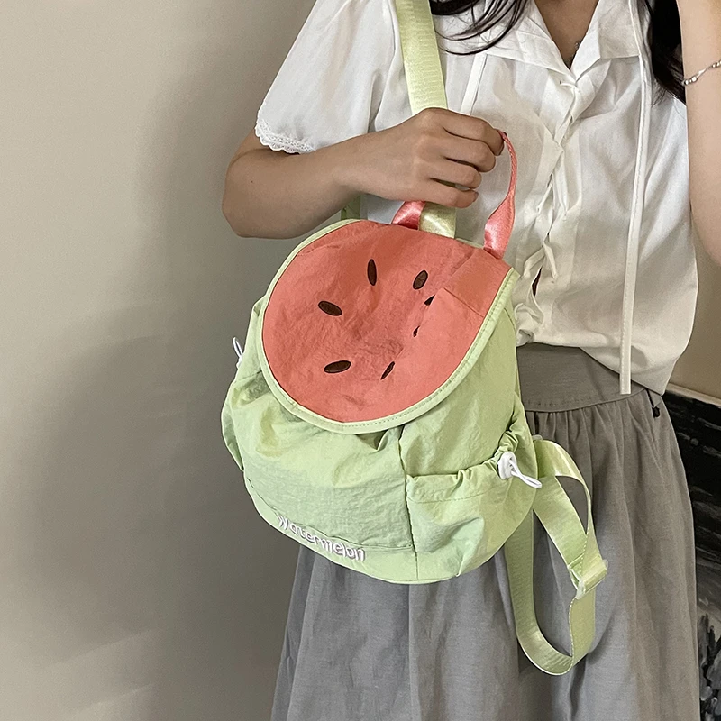 夏日多巴胺撞色女生出游单肩包女生ins学院风可爱水果超轻双肩包