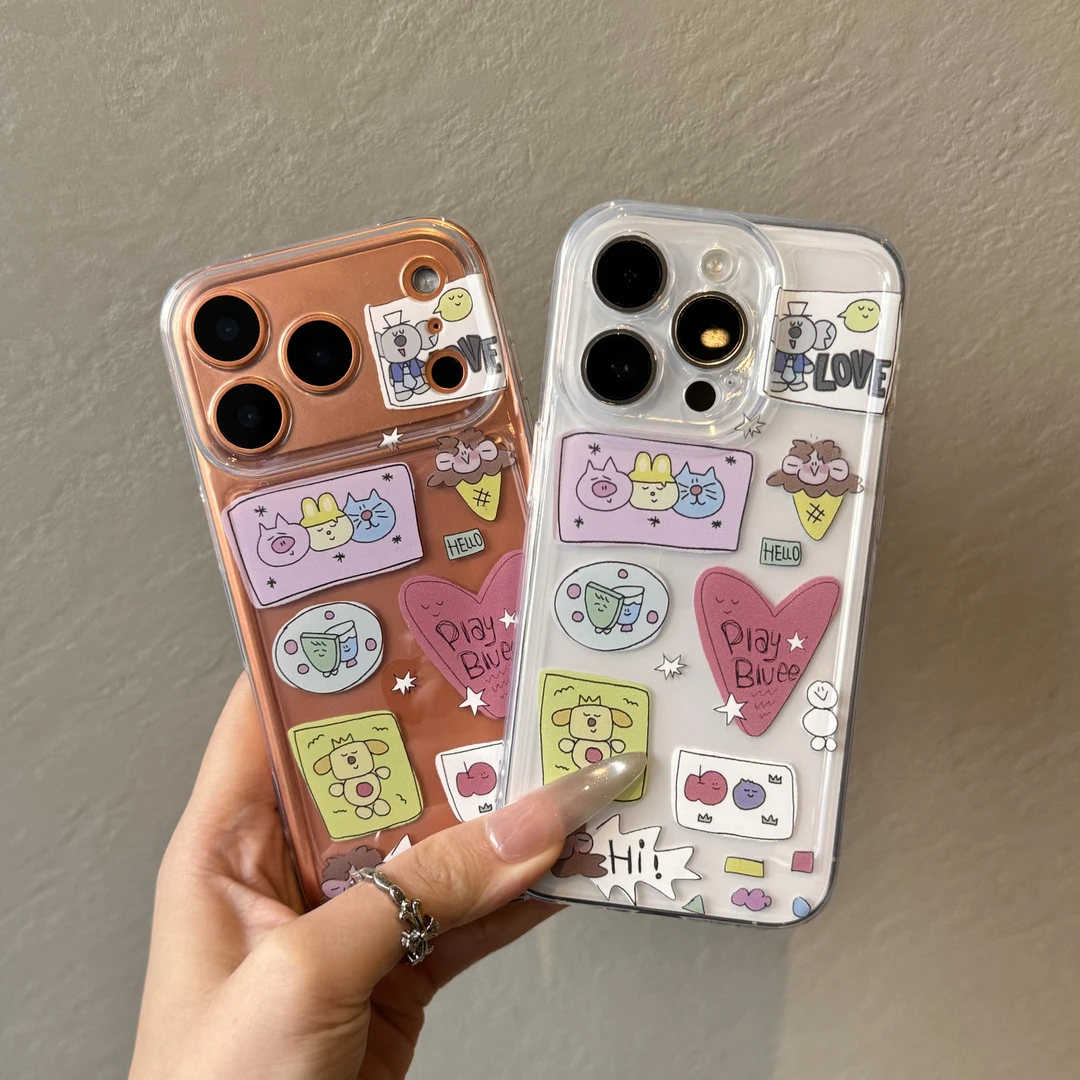 创意爱心涂鸦情侣壳适用苹果17pro/16promaxiPhone14手机壳1513
