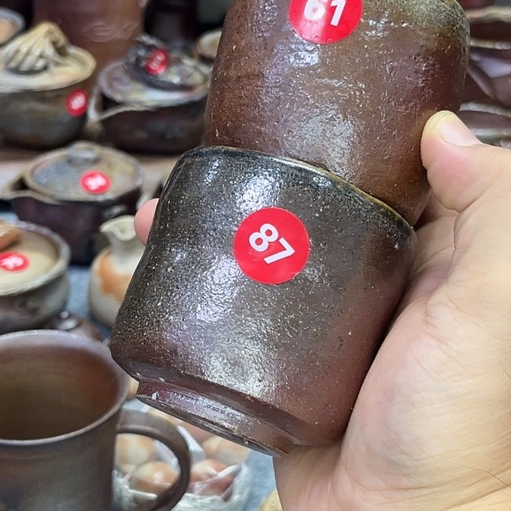 明***c备前茶杯一对两个