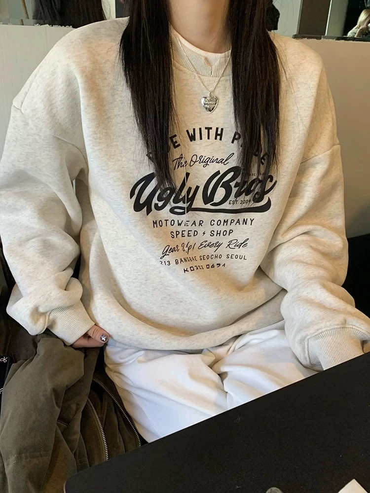 0011 卫衣女春秋新款季宽松字母印花长袖上衣