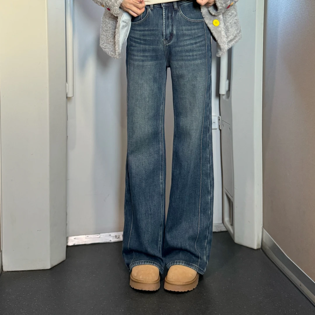 宿慕/SUMU 冬季时尚加绒加厚显瘦牛仔裤保暖新款舒适长裤35095