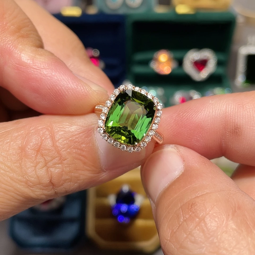碧玺18K金镶嵌戒指6.94ct