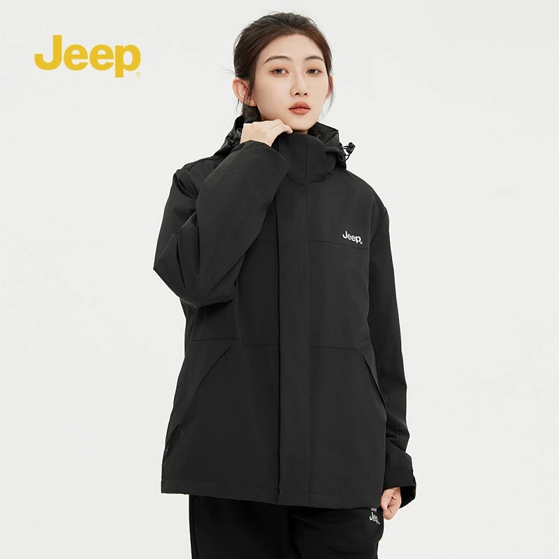 JEEP/吉普夹克外套冲锋夹克情侣防水防风保暖透气拼色潮流百搭