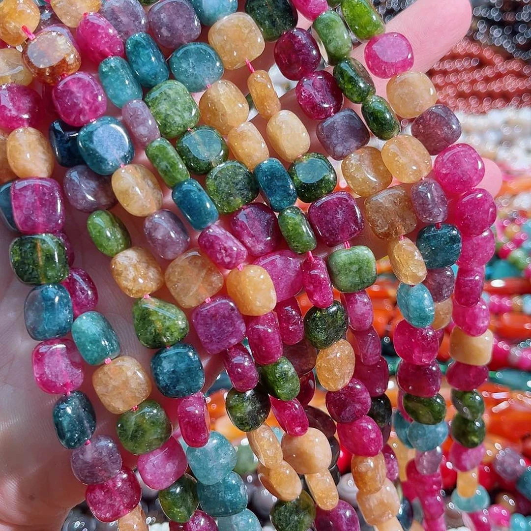 玛瑙/玉髓未镶嵌珠宝半成品碧玺牌牌一条12mm