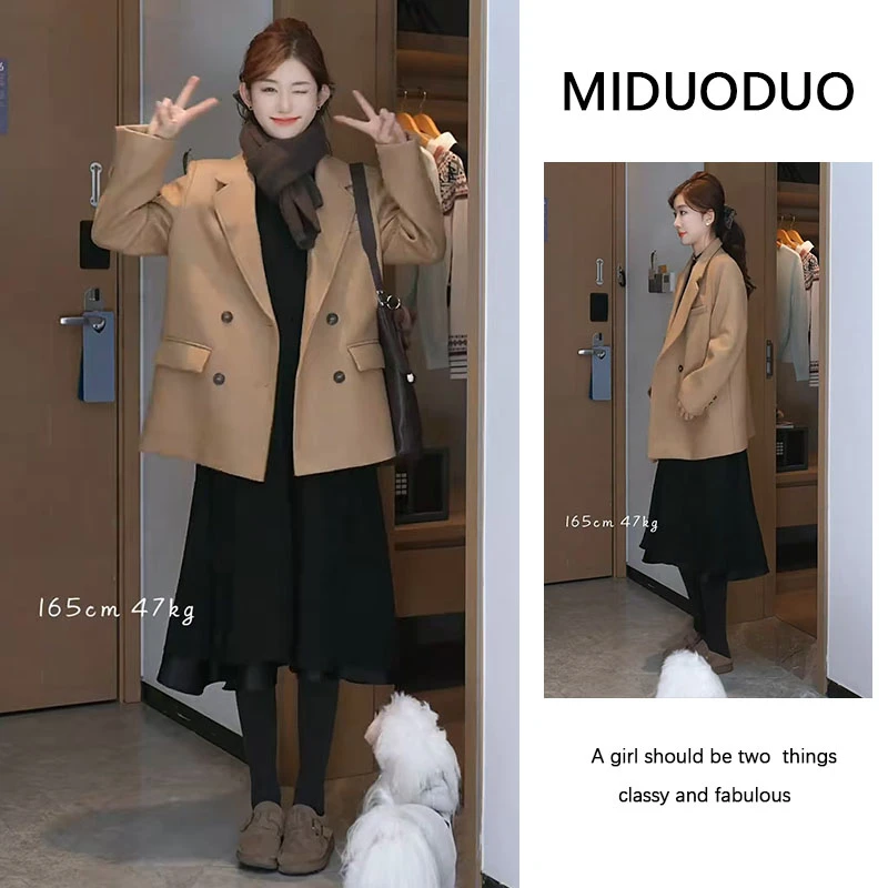 超火早秋穿搭新款套装女2025设计感时尚减龄连衣裙风衣外套两件套