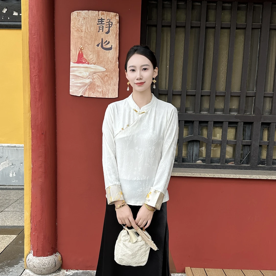 【松月】原创新中式盘扣打底衫女2025秋冬新款国风马甲内搭长袖上衣