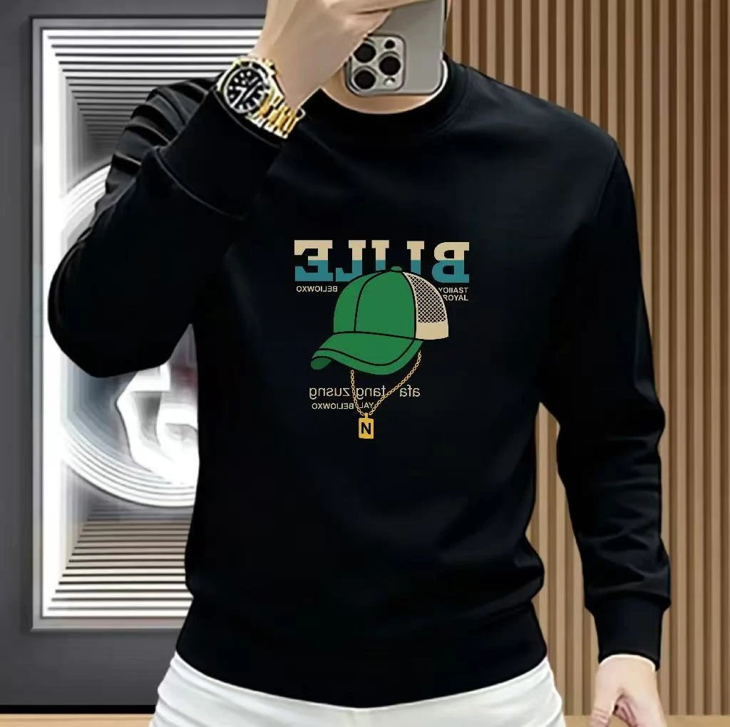 新款爆款男式加绒加厚秋冬季潮牌长袖男士卫衣圆领时尚百搭男上衣