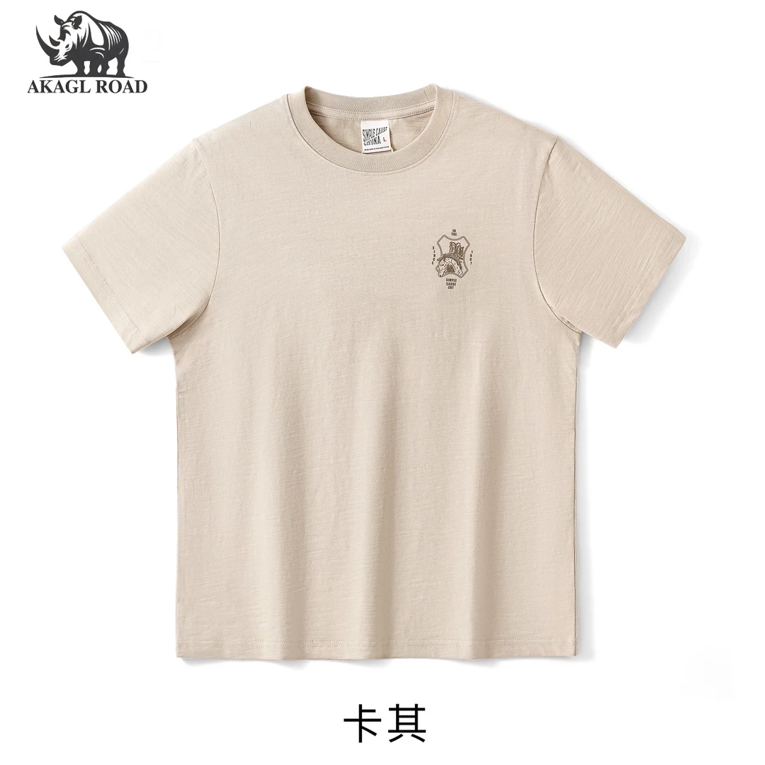 【新款竹节棉系列纯棉短袖男t恤夏季美式复古圆领印花短袖t恤2002