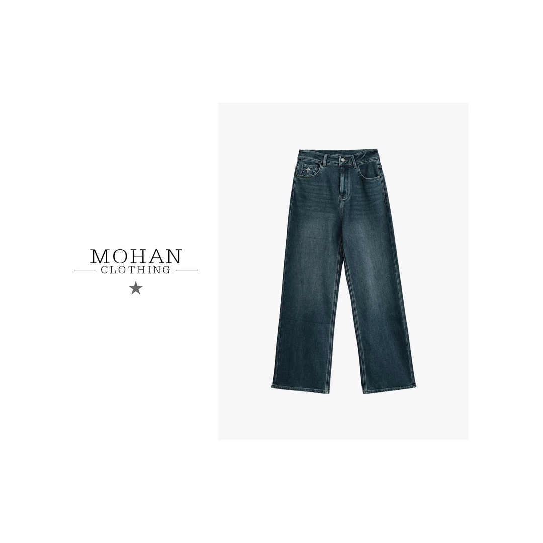 时尚百搭水洗女士设计师宽松秋季休闲牛仔裤PHT2977