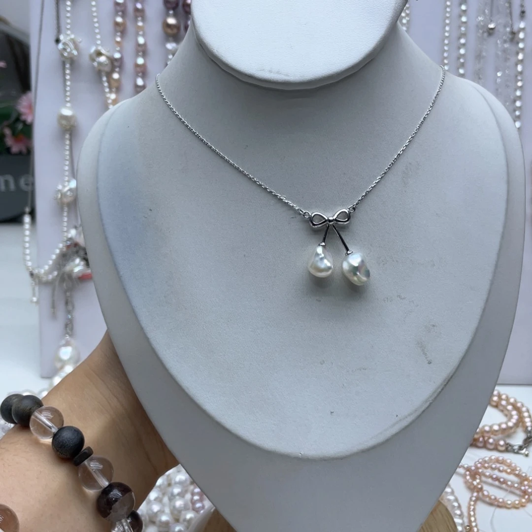 淡水珍珠银S925镶嵌颈饰
