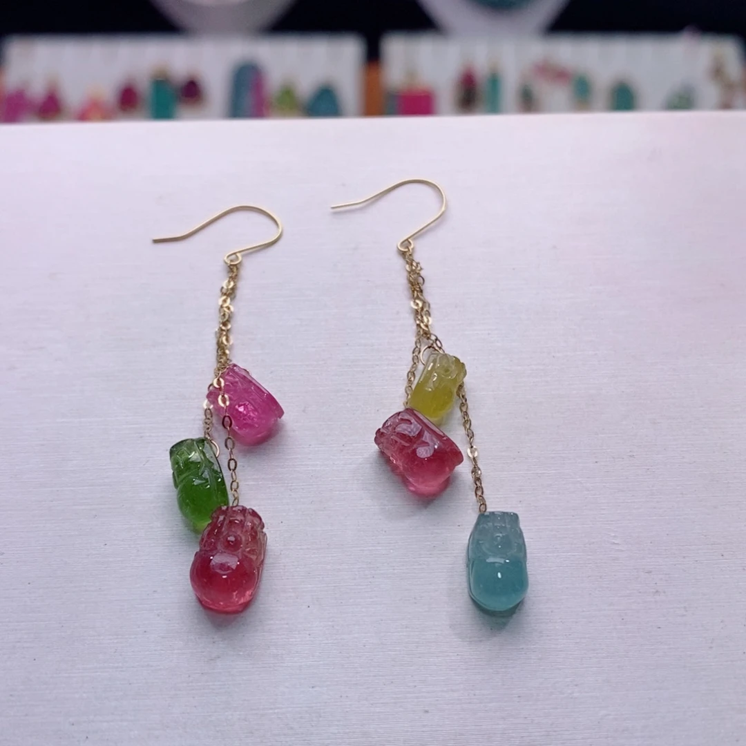 18K金镶嵌耳饰碧玺碧玺A耳饰