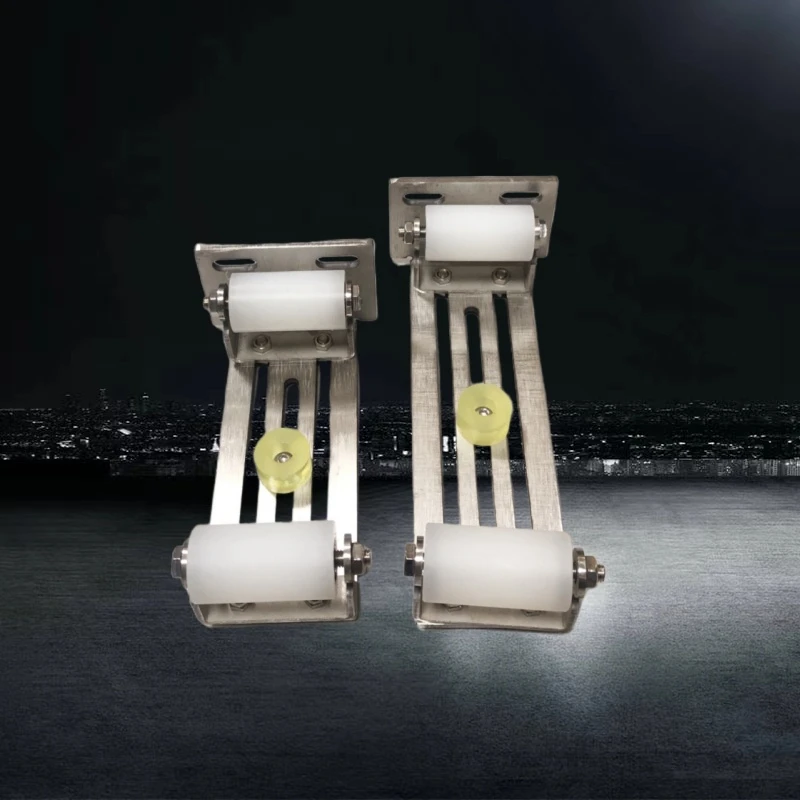 电动平移门框固定免摆动夹轮防撞两轮带架子尼轮静音推拉门后挡板