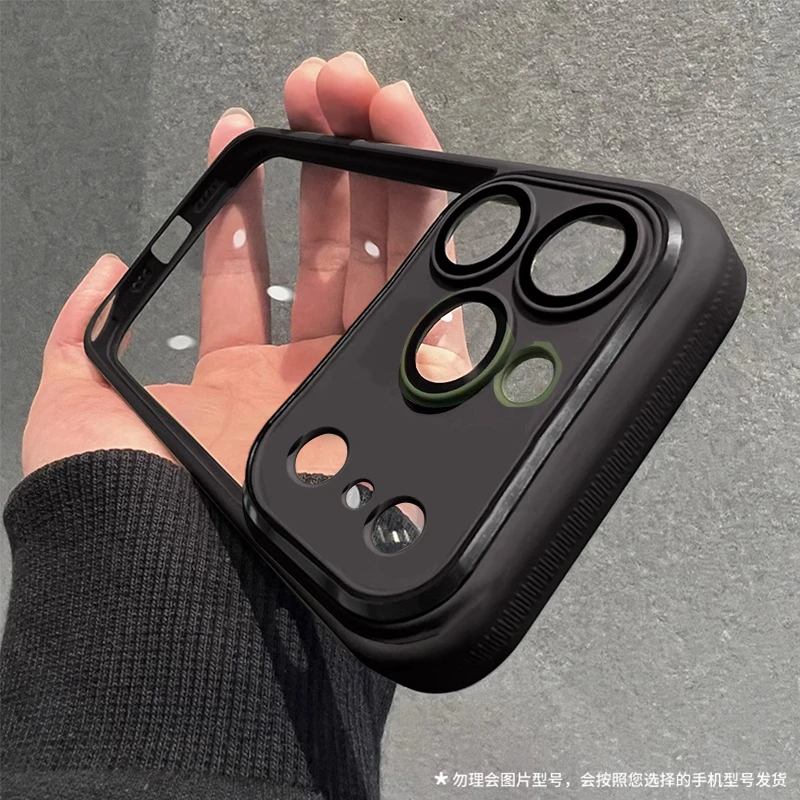 黑色适用苹果17promax手机壳新款17pro高级感16pro透明15全包防摔