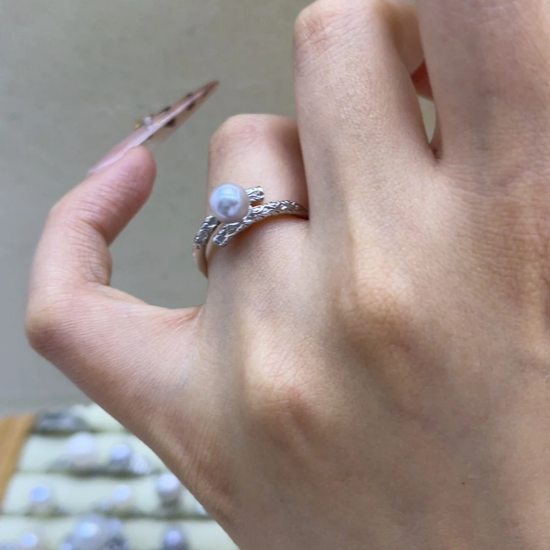 海水珍珠银S925镶嵌戒指