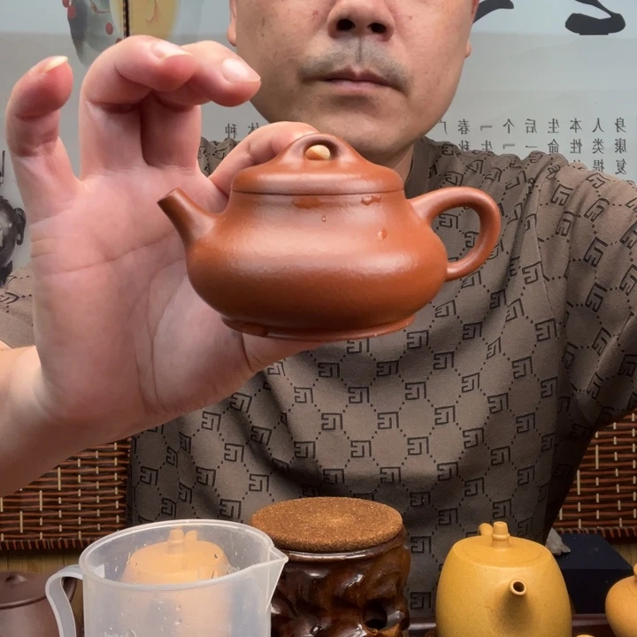 紫砂原矿紫砂壶原矿朱泥全手工柱瓢150毫升