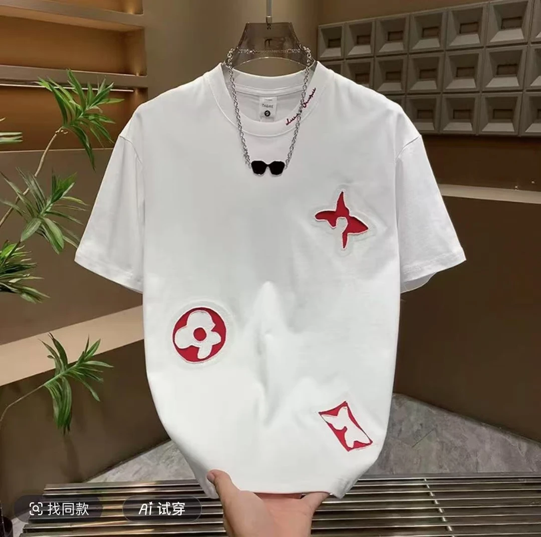 T恤百搭半袖圆领日常男装休闲男士印花夏季短袖潮流简约时尚半袖