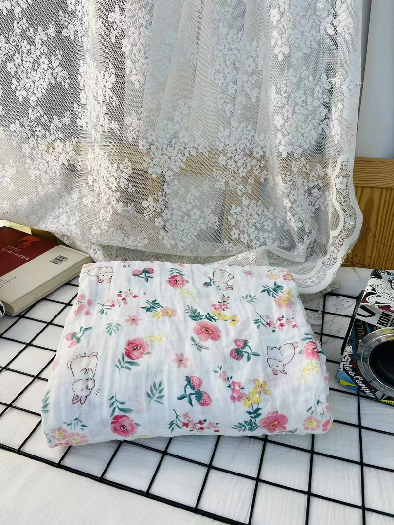 【枕套】A类全棉100棉双层纱水洗泡泡纱枕套48*74一对装