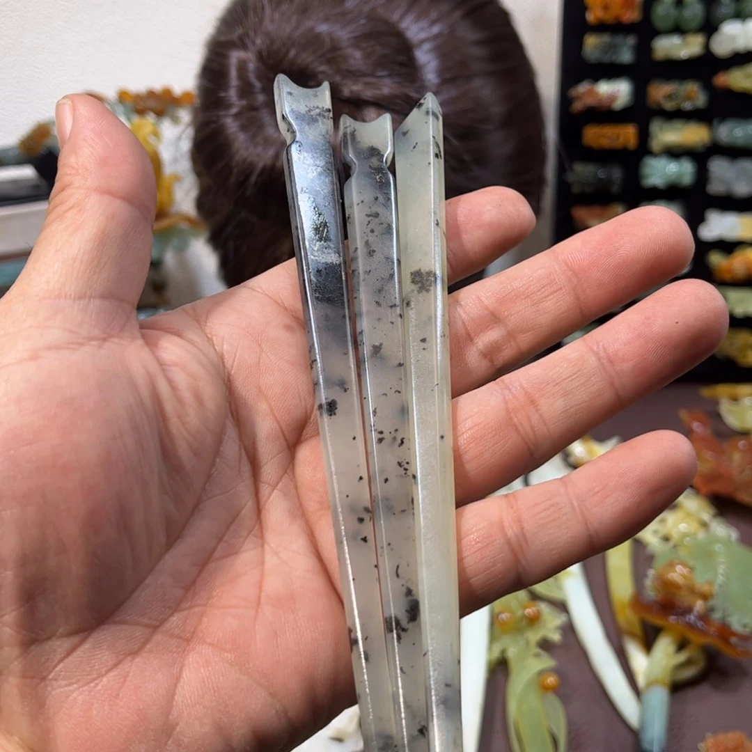蛇纹石玉发簪合金