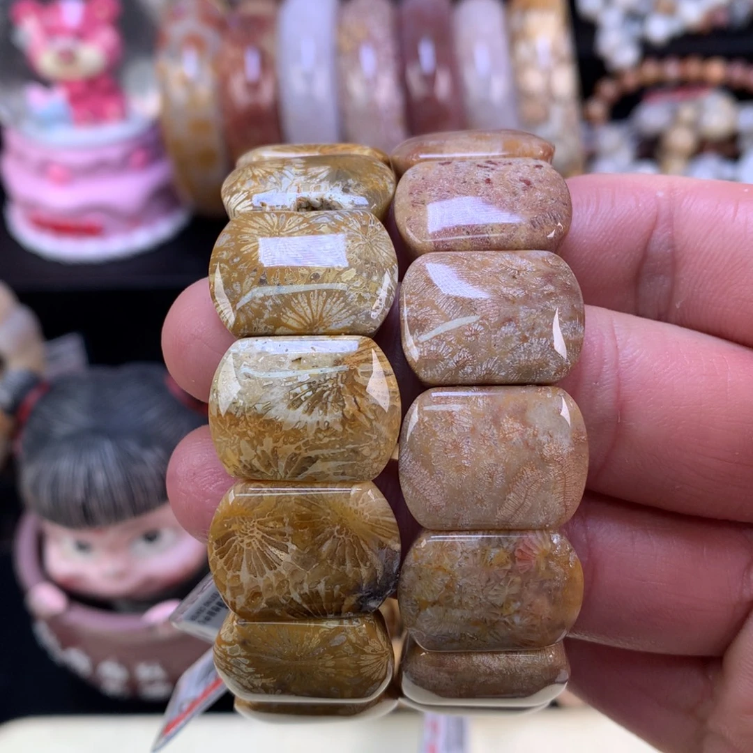 硅化珊瑚（珊瑚玉）未镶嵌手链31号88漏44一条可挑选