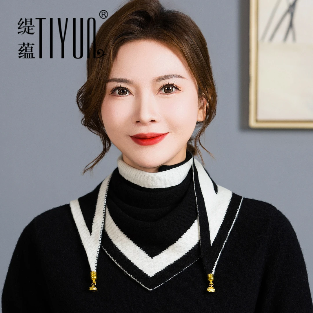 羊毛围巾女2025新款秋冬厚针织保暖护颈围脖磁吸扣三角巾披肩两用