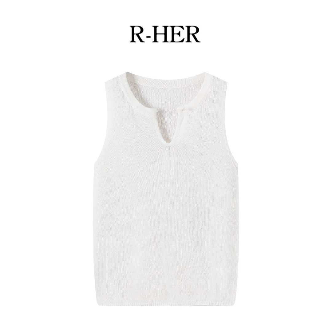 R-HER【丝绵背心】夏季新款老钱风松弛感女装针织时尚洋气无袖背心