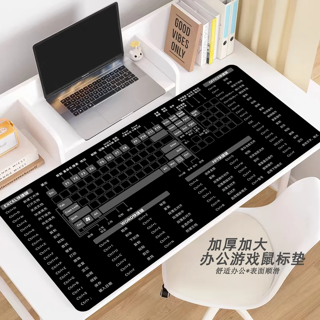 超大办公电竞鼠标垫带快捷键加厚防滑电脑桌垫键盘垫专用