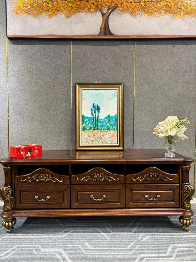 143电视柜 1600*540*610 美式复古雕花客厅家用客厅电视柜