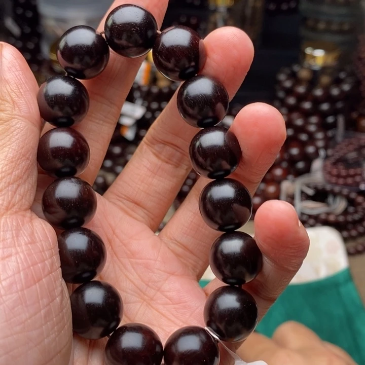 檀香紫檀（小叶紫檀）手串/手链1.5泥料黑珍珠包浆款