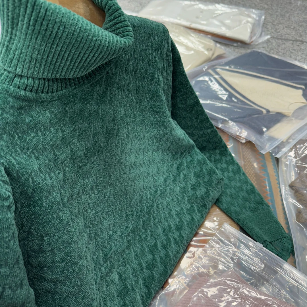 【芊荨精选】2024新款纯色宽松软糯针织高领毛衣针织衫S536#