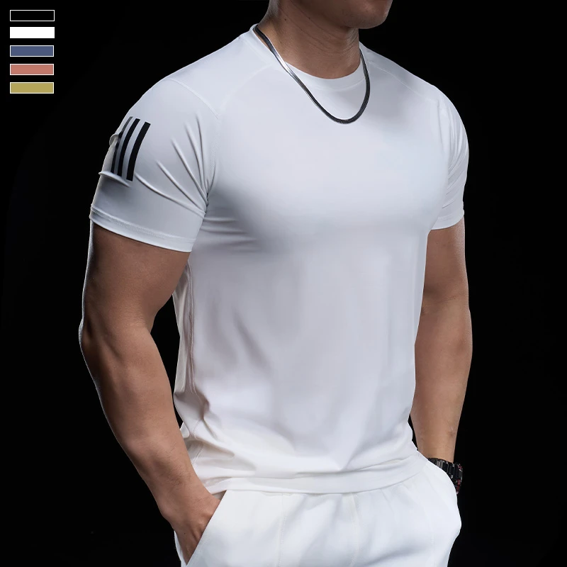 霸道肌肉夏季新款男士跑步训练运动健身上衣速干短袖t恤男款