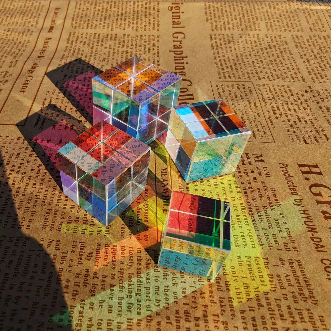 太阳捕手合色棱镜光之立方体七彩折射电镀桌面摆件阳光女生日礼物