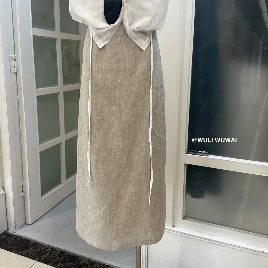 【NO退NO换】鑫燃KIKI 100苎麻时尚小众高级感显瘦半身裙 1083 WU