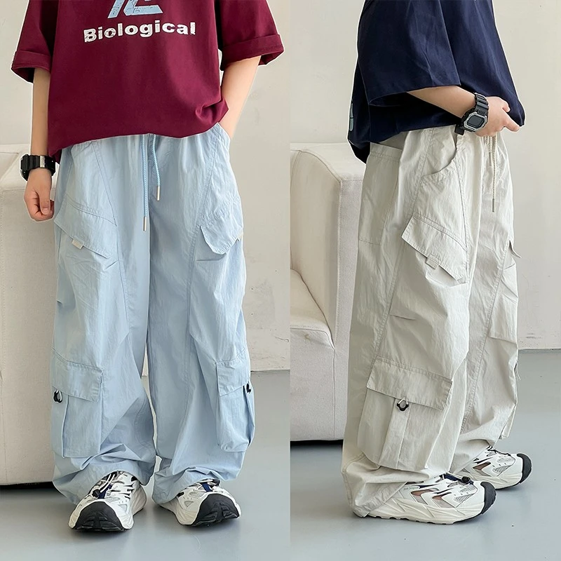 K5632男童春夏装2025新款儿童装工装裤中大童直筒休闲防蚊长裤薄