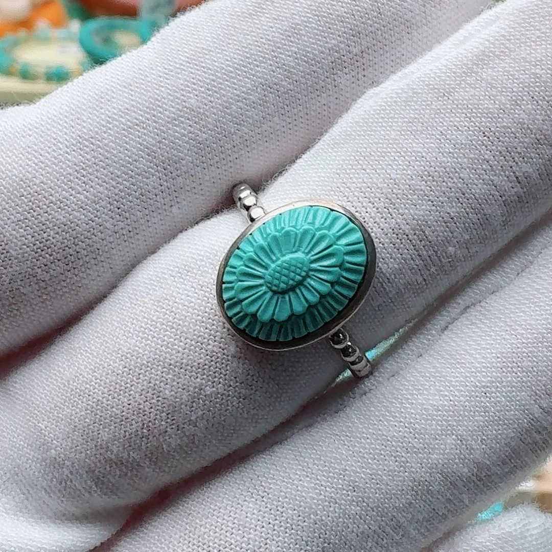 绿松石银S925镶嵌戒指