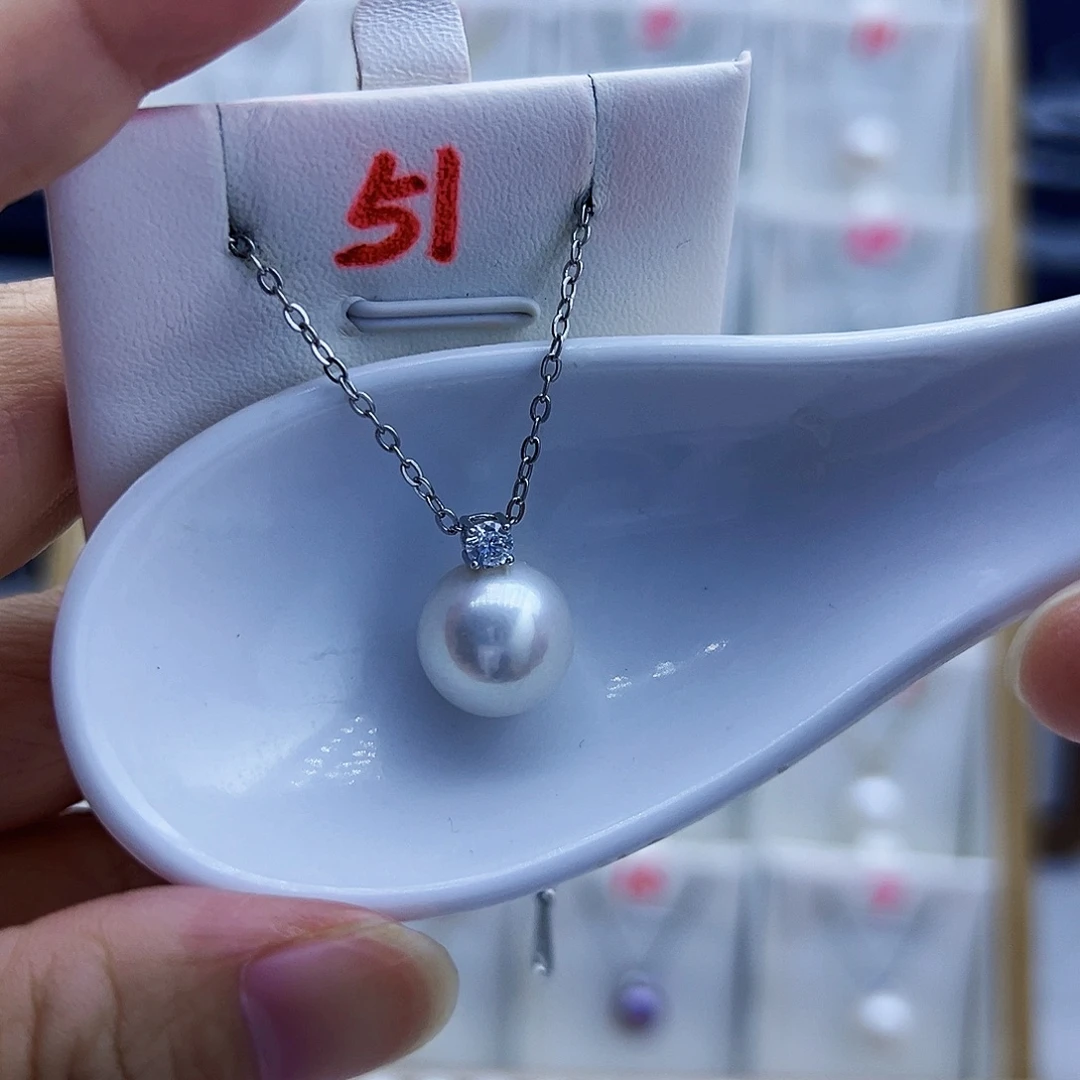 淡水珍珠银S925镶嵌吊坠(不含链)
