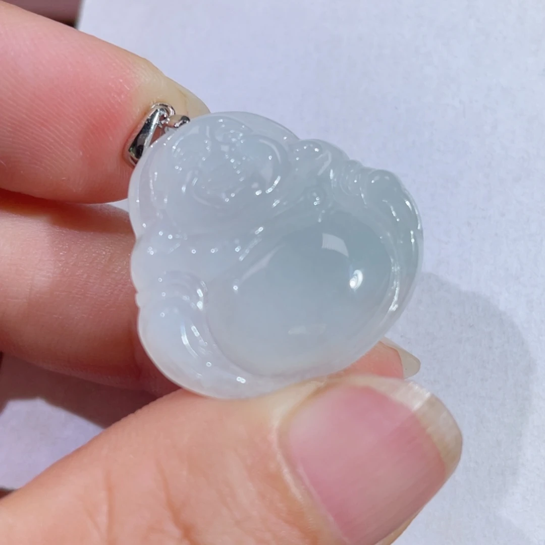 翡翠银S925镶嵌颈饰佛公