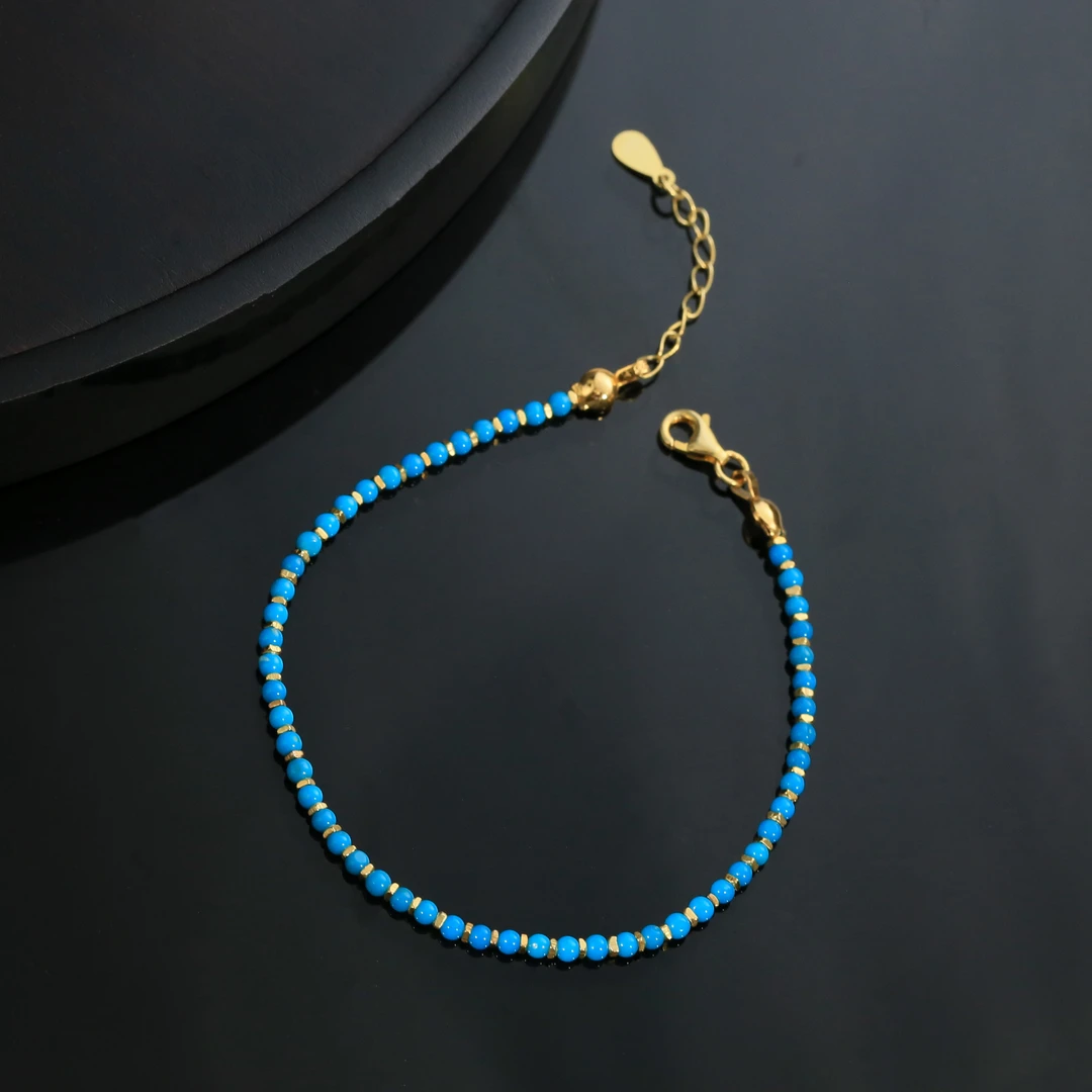 【安吉专属】S925银绿松石碎银手链 约2mm XZ0025BZ