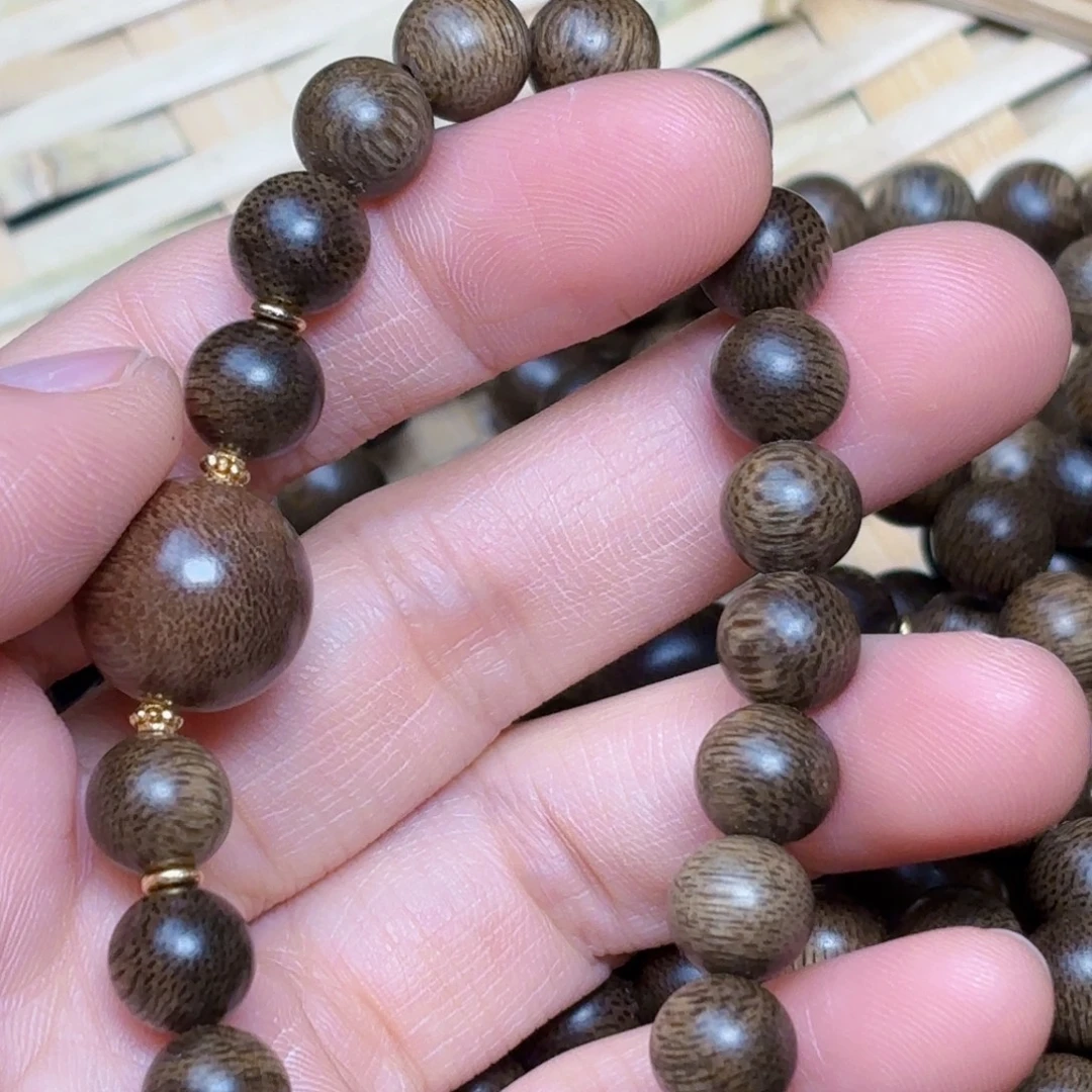 手串沉香越南芽庄绿棋楠08➕富森红土玉化料14mm设计