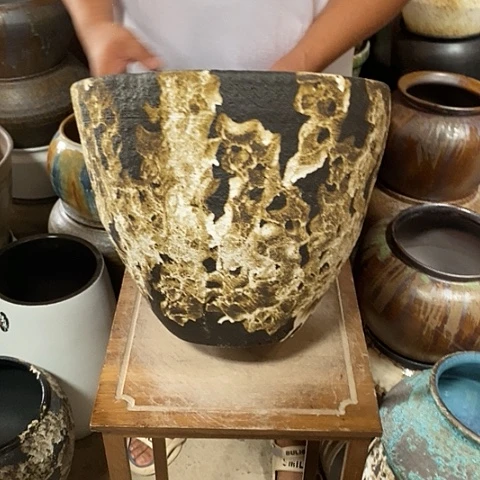 紫砂花盆口34高度28黑姹