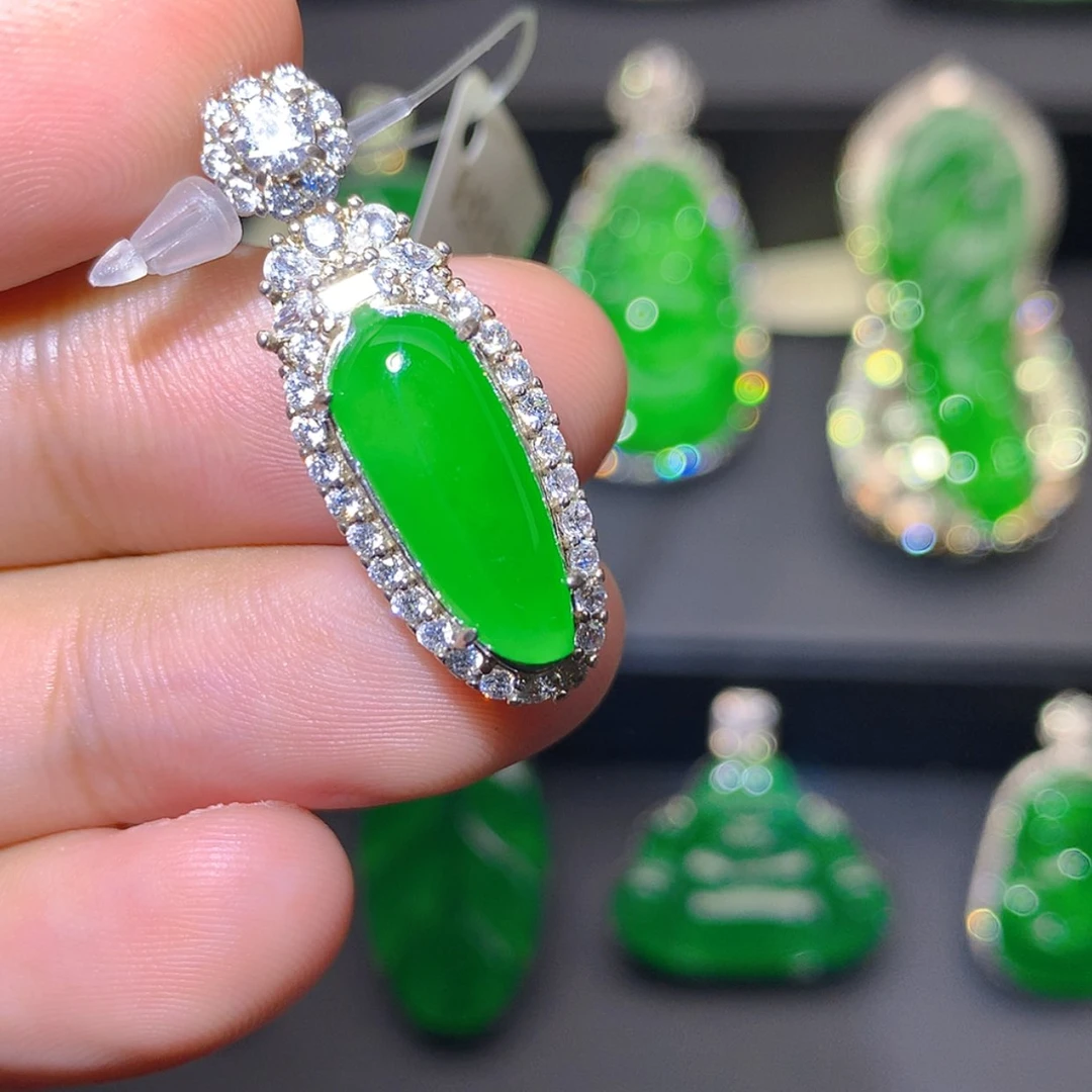 【闪购商品】翡翠银S925镶嵌吊坠(不含链)