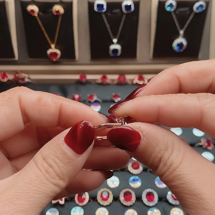 石榴石戒指银S925镶嵌8.10