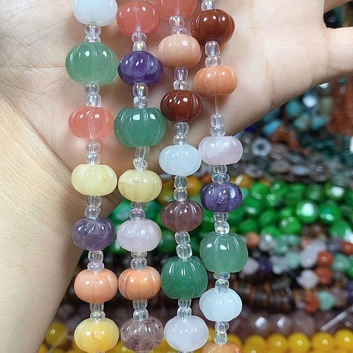 玛瑙/玉髓未镶嵌珠宝半成品炸：多宝南瓜珠卡12mm