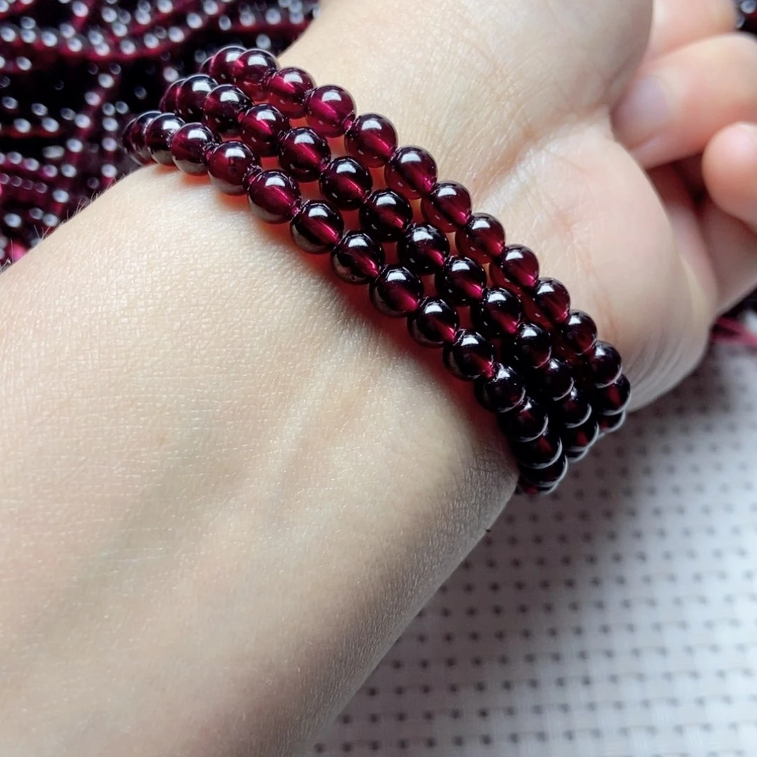 手链未镶嵌石榴石5.3酒红色