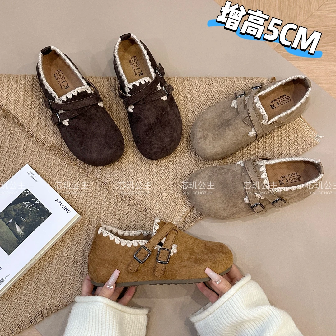 勃肯鞋女小个子增高厚底2025秋季新款百搭韩版休闲时尚松糕鞋